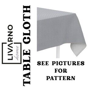 Livarno Home Gray White Striped Cotton Tablecloth 58.5x49 Rectangle